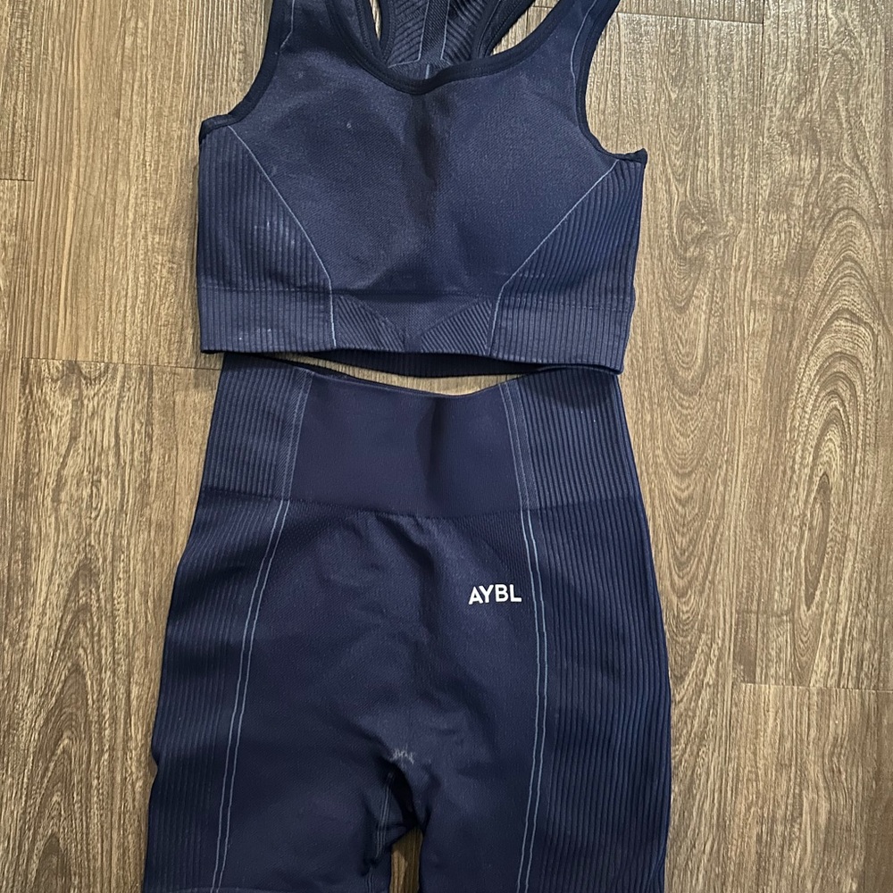 AYBL Navy Blue Sports Bra and Shorts Set